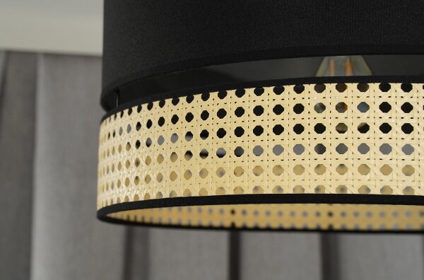 Duolla - Prisadený luster DOUBLE RATTAN 1xE27/15W/230V pr. 40 cm čierna/béžová