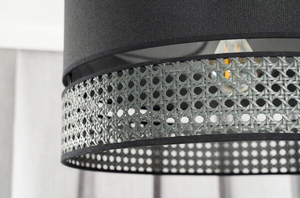 Duolla - Luster na lanku DOUBLE RATTAN 1xE27/15W/230V pr. 40 cm čierna