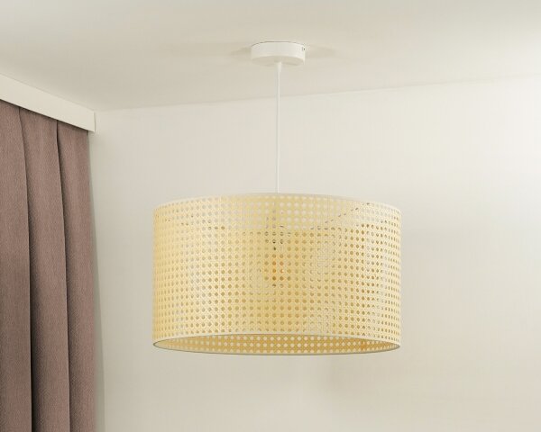 Duolla - Luster na lanku ROLLER RATTAN 1xE27/15W/230V pr. 45 cm béžová