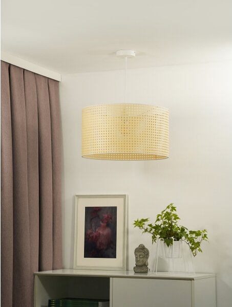 Duolla - Luster na lanku ROLLER RATTAN 1xE27/15W/230V pr. 45 cm béžová