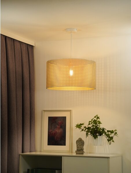 Duolla - Luster na lanku ROLLER RATTAN 1xE27/15W/230V pr. 45 cm béžová