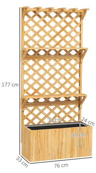 OUTSUNNY Vonkajšia truhlík na kvetiny so stenou a policami 76 x 33 x 177 cm svetlé drevo