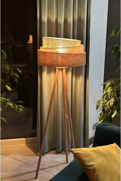 Duolla - Stojacia lampa YUTE TRIO 1xE27/15W/230V pr. 45 cm hnedá/šedá/béžová
