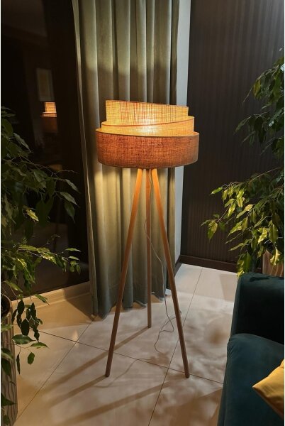 Duolla - Stojacia lampa YUTE TRIO 1xE27/15W/230V pr. 45 cm hnedá/šedá/béžová