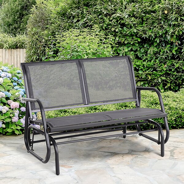 OUTSUNNY Hojdacia dvojmiestna záhradná lavica kovová 120 x 70 x 85 cm sivá
