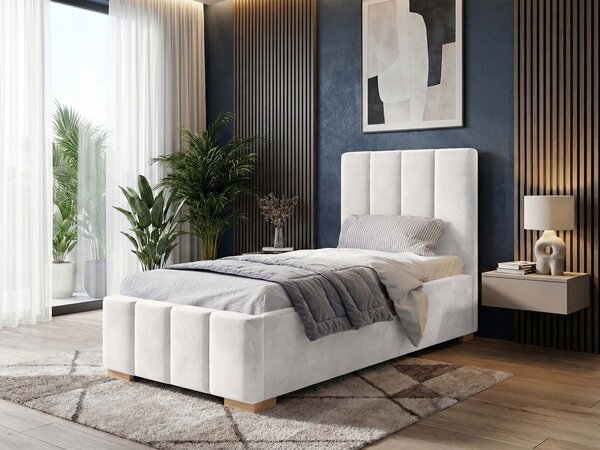 Jednolôžková čalúnená posteľ s úložným priestorom Austin 90x200 - biela