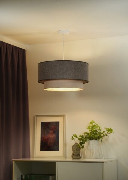 Duolla- Luster na lanku BOHO ECO RECYCLING 1xE27/15W/230V pr. 45 cm hnedá/krémová