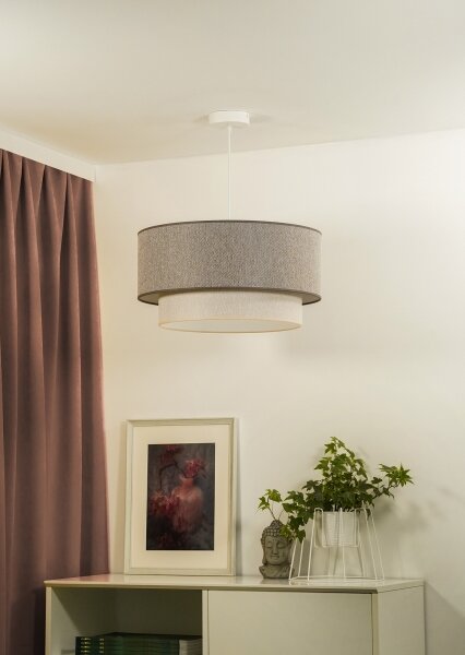 Duolla- Luster na lanku BOHO ECO RECYCLING 1xE27/15W/230V pr. 45 cm hnedá/krémová