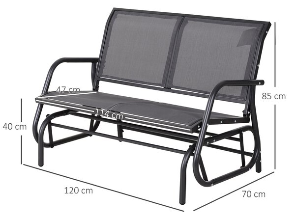 OUTSUNNY Hojdacia dvojmiestna záhradná lavica kovová 120 x 70 x 85 cm sivá