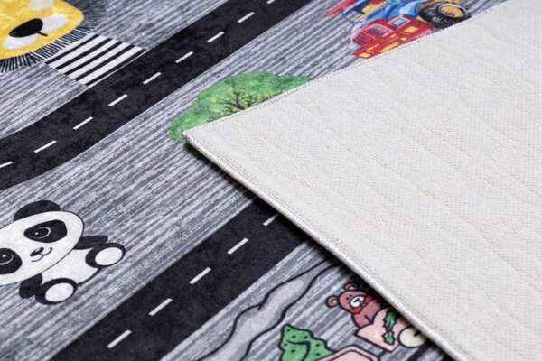 Dywany Łuszczów , Detský kusový koberec Bambino 2092 Streets cars anthracite, 80x150, viacfarebná, detská izba