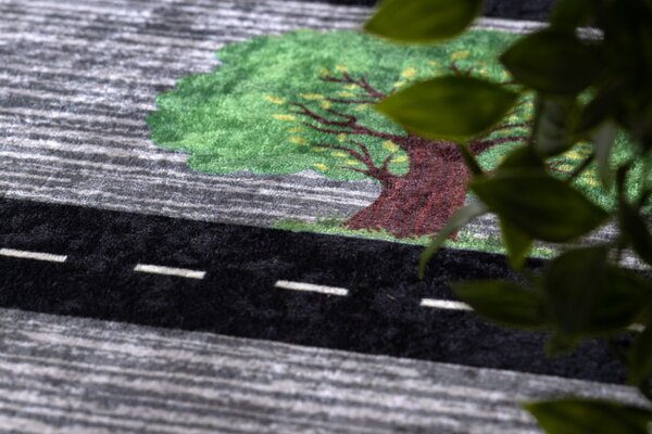 Dywany Łuszczów , Detský kusový koberec Bambino 2092 Streets cars anthracite, 80x150, viacfarebná, detská izba