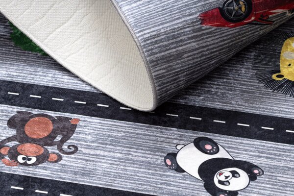 Dywany Łuszczów , Detský kusový koberec Bambino 2092 Streets cars anthracite, 80x150, viacfarebná, detská izba