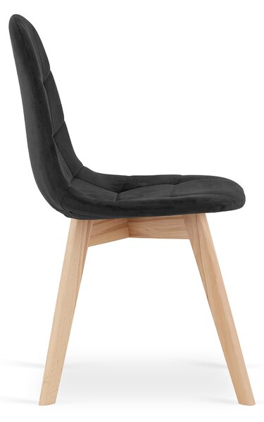 Jedálenská zostava: TESSA 120x60 artisan dub/čierne nohy + 4 ks BORA stoličky zamatové čierne/prírodné nohy