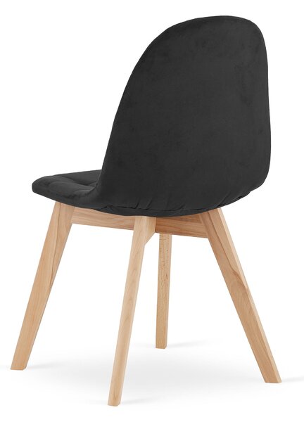 Jedálenská zostava: TESSA 120x60 artisan dub/čierne nohy + 4 ks BORA stoličky zamatové čierne/prírodné nohy