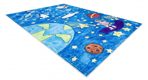 Dywany Łuszczów , Detský kusový koberec Bambino 2265 Rocket Space blue, 80x150, modrá, detská izba