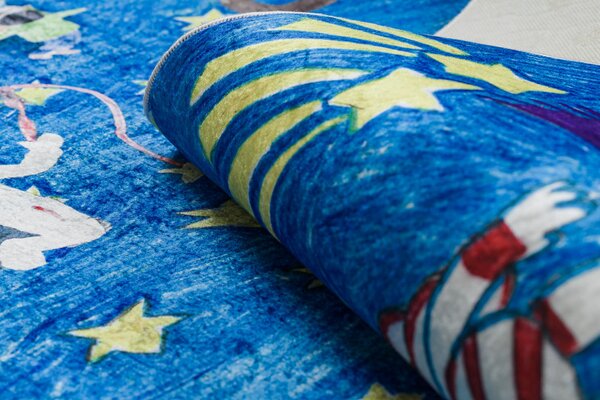 Dywany Łuszczów , Detský kusový koberec Bambino 2265 Rocket Space blue, 80x150, modrá, detská izba