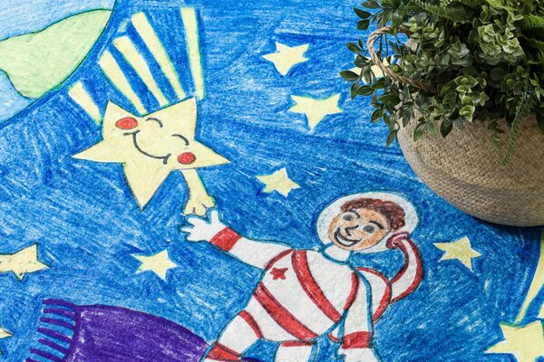 Dywany Łuszczów , Detský kusový koberec Bambino 2265 Rocket Space blue, 80x150, modrá, detská izba