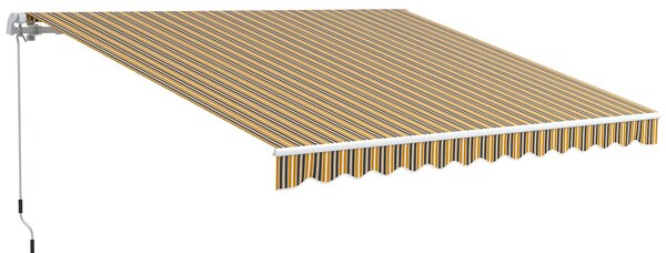 OUTSUNNY Výsuvná ručná markíza s nastaviteľným sklonom hliník 350 x 300 cm žlto-čierna