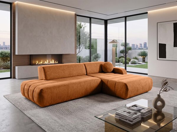 Rohová rozkladacia sedačka Limo - tehlová Strana: Pravá