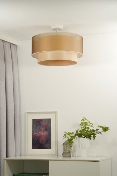 Duolla - Prisadený luster WOOD BOHO 1xE27/15W/230V pr. 45 cm medená/béžová