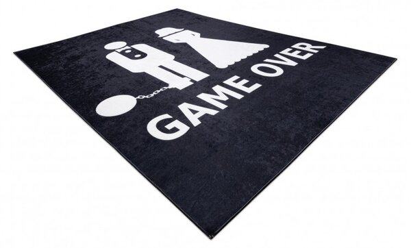 Dywany Łuszczów , Kusový koberec Bambino 2104 Game Over black, 80x150, čiernobiela, chodba / predsieň
