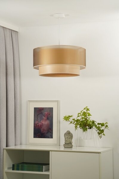 Duolla - Luster na lanku WOOD BOHO 1xE27/15W/230V pr. 45 cm medená/béžová