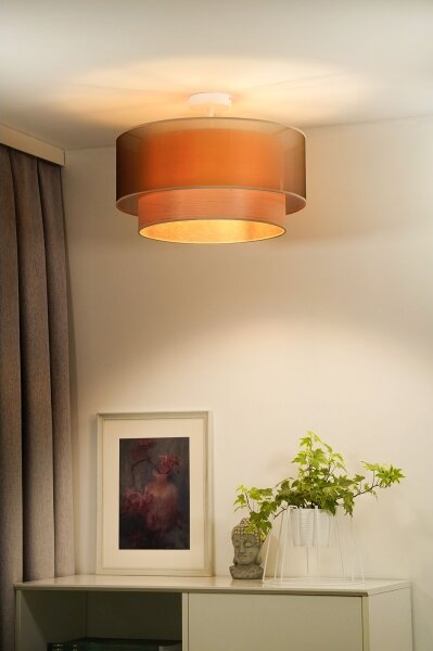 Duolla - Prisadený luster WOOD BOHO 1xE27/15W/230V pr. 45 cm medená/béžová
