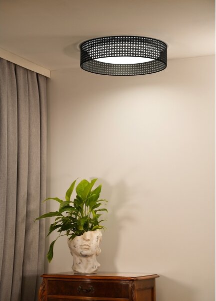 Duolla - LED Stropné svietidlo ROLLER RATTAN LED/24W/230V pr. 45 cm čierna