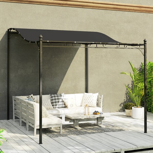 OUTSUNNY Voľne stojaca kovová pergola so zaťahovacou plátennou strechou 298 x 248 cm tmavosivá