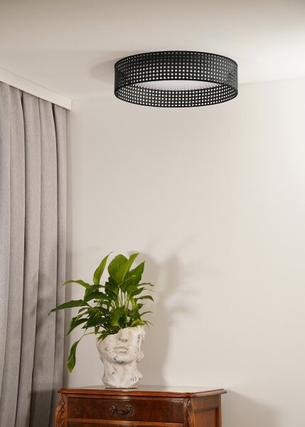 Duolla - LED Stropné svietidlo ROLLER RATTAN LED/24W/230V pr. 45 cm čierna