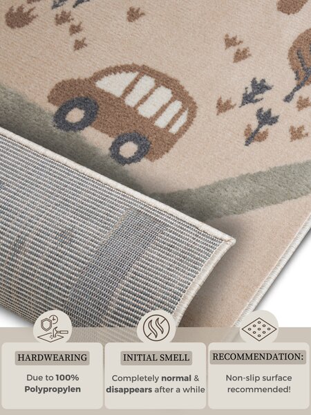 Hanse Home , Detský koberček Adventures 105972 Cream Brown Grey, 120x170, béžová, detská izba