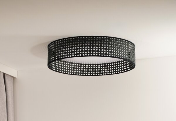 Duolla - LED Stropné svietidlo ROLLER RATTAN LED/24W/230V pr. 45 cm čierna