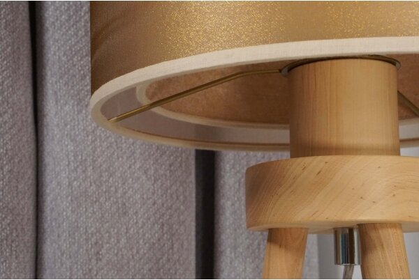 Duolla - Stolná lampa WOOD BOHO 1xE27/15W/230V pr. 25 cm medená/hnedá/béžová
