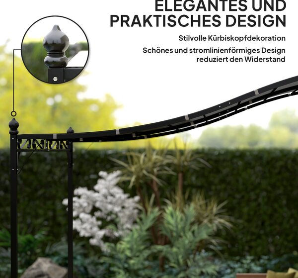 OUTSUNNY Voľne stojaca kovová pergola so zaťahovacou plátennou strechou 298 x 248 cm tmavosivá
