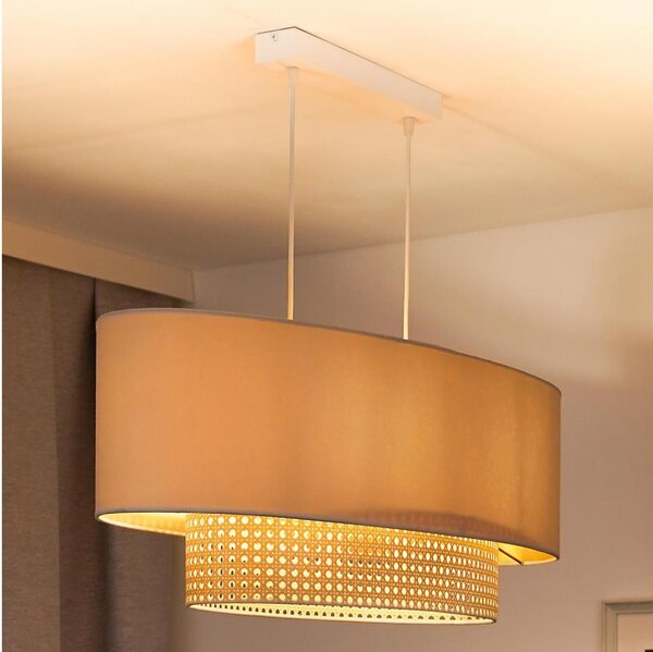 Duolla - Luster na lanku DOUBLE OVAL RATTAN 2xE27/15W/230V krémová/ratan