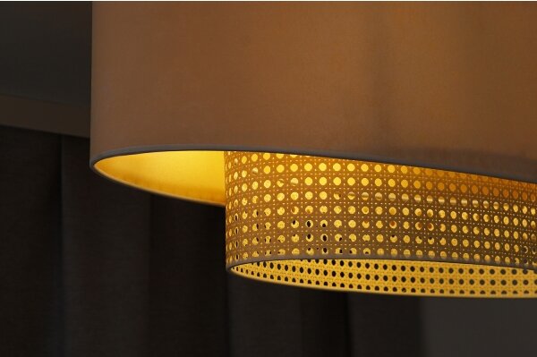 Duolla - Luster na lanku DOUBLE OVAL RATTAN 2xE27/15W/230V krémová/ratan