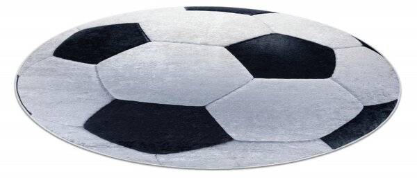 Dywany Łuszczów , Detský kusový koberec Bambino 2139 Football, 80x80 (priemer) kruh, čiernobiela, detská izba