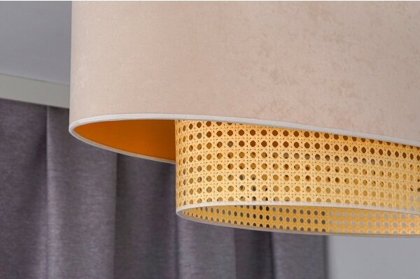 Duolla - Luster na lanku DOUBLE OVAL RATTAN 2xE27/15W/230V krémová/ratan