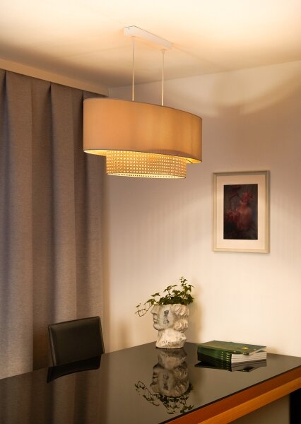 Duolla - Luster na lanku DOUBLE OVAL RATTAN 2xE27/15W/230V krémová/ratan