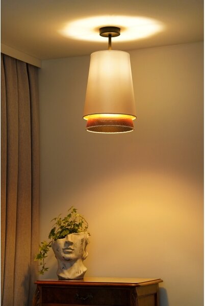Duolla - Prisadený luster BELL SHINY 1xE27/15W/230V pr. 25 cm biela/medená