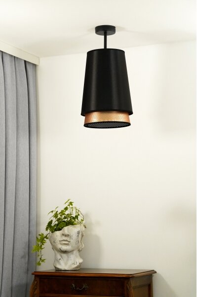 Duolla - Prisadený luster BELL SHINY 1xE27/15W/230V pr. 25 cm čierna/medená