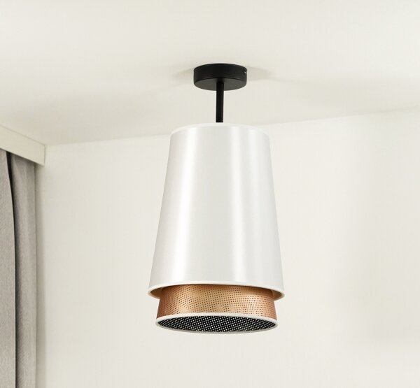 Duolla - Prisadený luster BELL SHINY 1xE27/15W/230V pr. 25 cm biela/medená