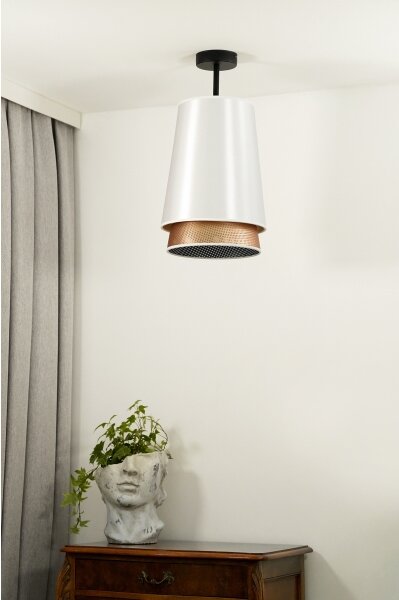 Duolla - Prisadený luster BELL SHINY 1xE27/15W/230V pr. 25 cm biela/medená