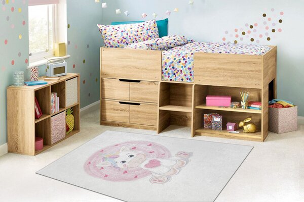 Dywany Łuszczów , Detský kusový koberec Bambino 1128 Unicorn, 80x150, ružová, detská izba