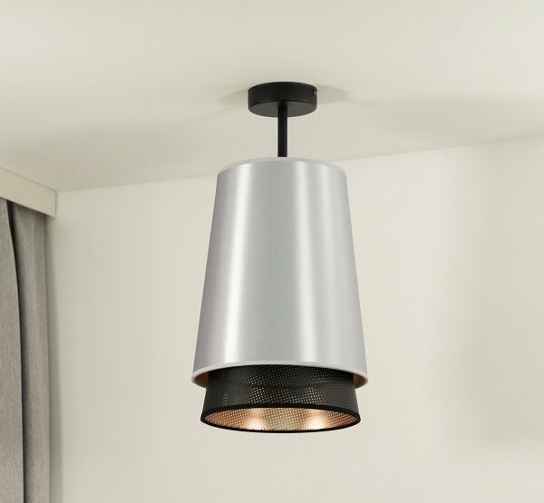 Duolla - Prisadený luster BELL SHINY 1xE27/15W/230V pr. 25 cm strieborná/čierna