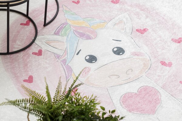 Dywany Łuszczów , Detský kusový koberec Bambino 1128 Unicorn, 80x150, ružová, detská izba
