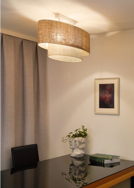 Duolla - Prisadený luster DOUBLE OVAL YUTE 2xE27/15W/230V hnedá/krémová