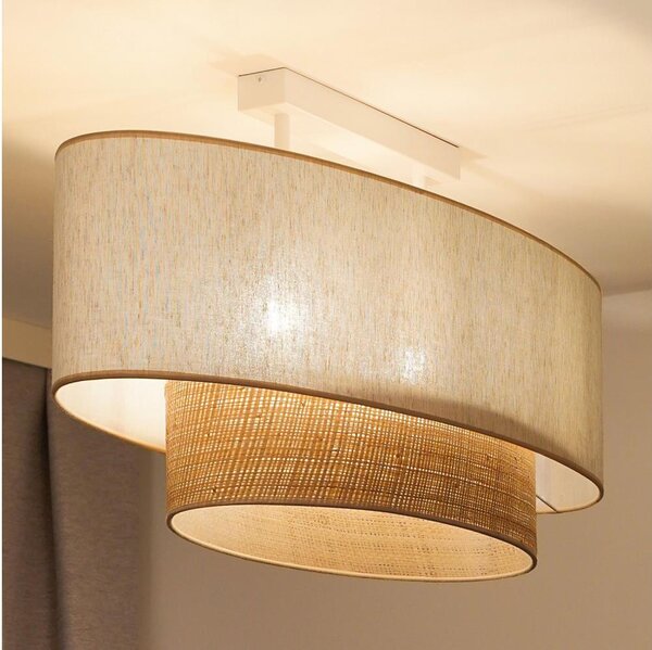 Duolla - Prisadený luster DOUBLE OVAL NATURE 2xE27/15W/230V krémová/béžová