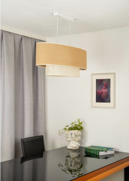 Duolla - Luster na lanku DOUBLE OVAL YUTE 2xE27/15W/230V hnedá/krémová