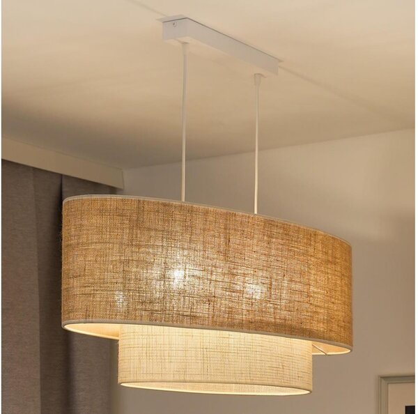 Duolla - Luster na lanku DOUBLE OVAL YUTE 2xE27/15W/230V hnedá/krémová